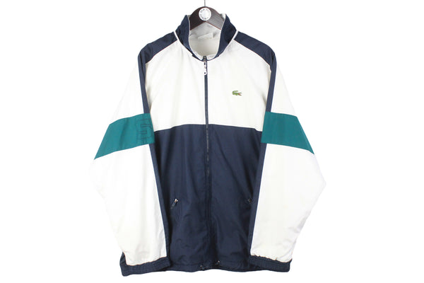 Vintage Lacoste Track Jacket XLarge big logo 90s retro full zip casual made in France athletic windbreaker