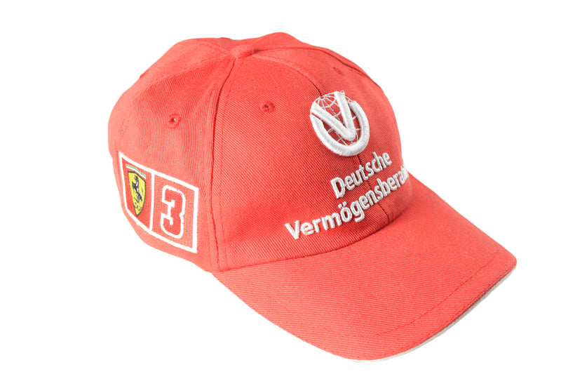 Vintage Ferrari Cap Michael Schumacher retro style 00s 90s Deutsche Vermogensberatung red sport Formula 1 F1 hat