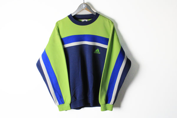 Vintage Adidas Sweatshirt Medium / Large blue green 90s small logo sport jumper