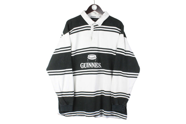 Vintage Guinness Rugby Shirt XXLarge retro beer big logo classic English stout black casual style oversize