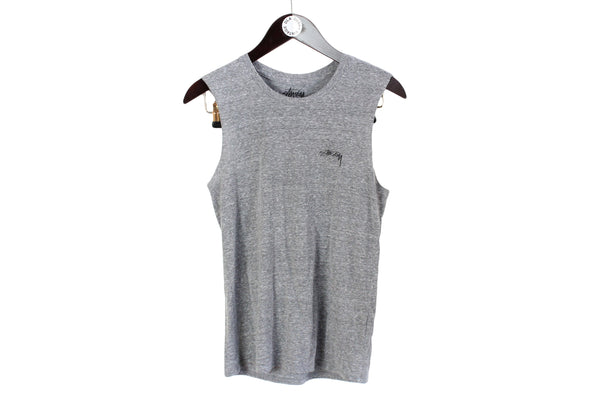 Stussy Top XSmall size men's sleeveless gray basic summer tee hipster outfit streetstyle