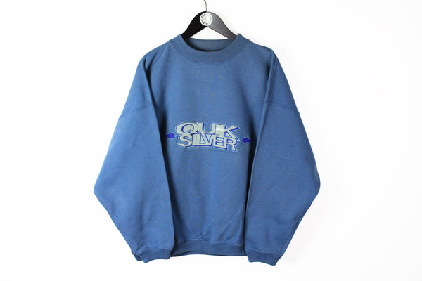 Vintage Quicksilver Sweatshirt XLarge blue 90s big logo retro style crew neck jumper