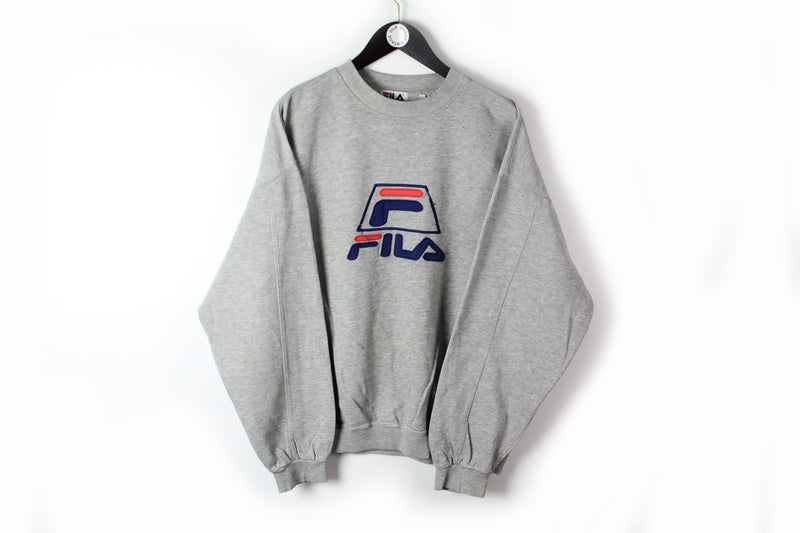 Vintage Fila Sweatshirt Large / XLarge gray big logo Italy brand crewneck pullover