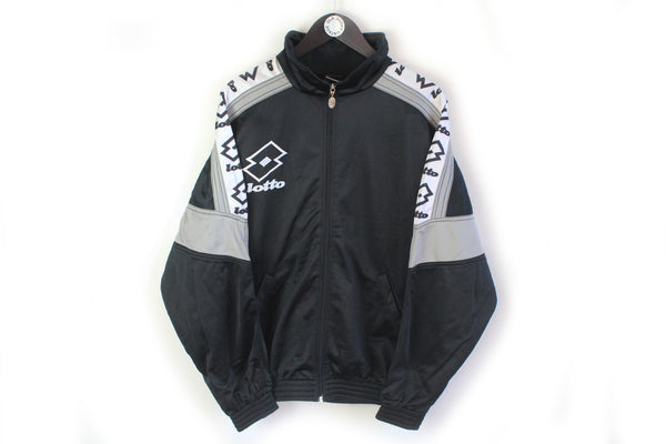 Vintage Lotto Tracksuit XLarge black white 90's sport style jacket