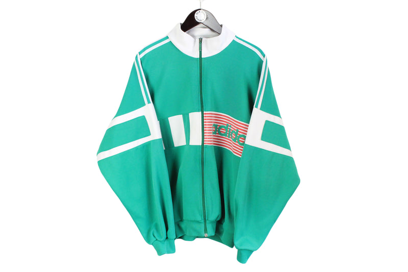 Vintage Adidas Track Jacket Large / XLarge full zip sport authentic athletic Germany brand green color sport classic 3 strips retro outfit