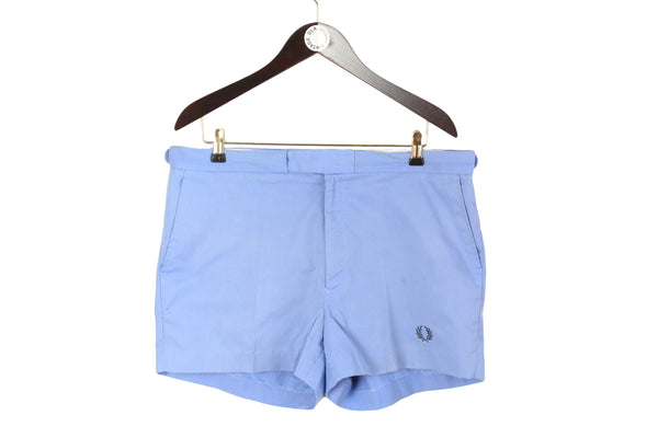 Vintage Tennis Fred Perry Shorts XLarge / XXLarge size men's blue above the knee length small logo 90's style retro wear streetstyle sport outfit  cotton