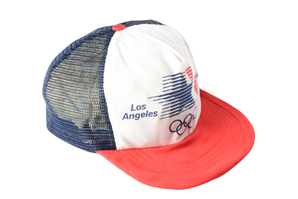 Vintage Los Angeles 1984 USA Olympic Games Trucker Cap white red 90s retro sport style hat  80s