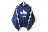 Vintage Adidas Sweatshirt Medium navy blue white big logo 90's jumper crewneck