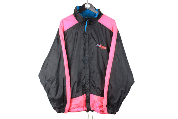 Vintage Kappa Jacket XLarge / XXLarge black pink small logo 90s retro classic sport style windbreaker track wear