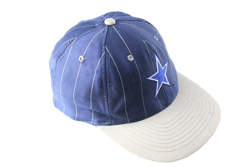 Vintage Dallas Cowboys Cap NFL 90s football sport style hat retro USA navy blue gray stripe pattern