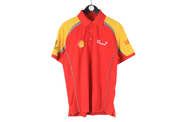 Ferrari Shell Polo T-Shirt Medium red yellow 00s racing shirt