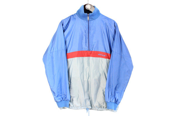 Vintage Adidas Anorak Large Jacket windbreaer half zip sport style authentic athletic wear multicolor retro clothing 90's style athletic made in Italy