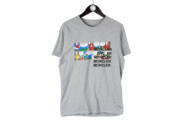 Moncler T-Shirt Small comics big logo style authentic basic gray tee Stork