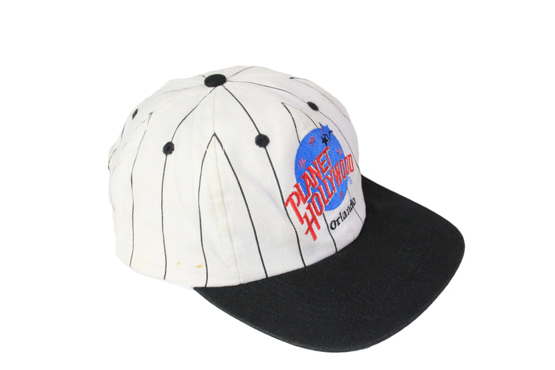 Vintage Planet Hollywood Cap Orlando 90's style white summer hat wear accessorize sun visor big logo retro street style 