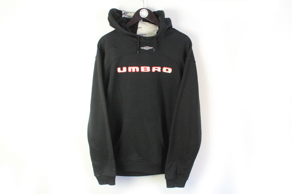 Vintage Umbro Hoodie Large black big logo 90's retro style UK jumper
