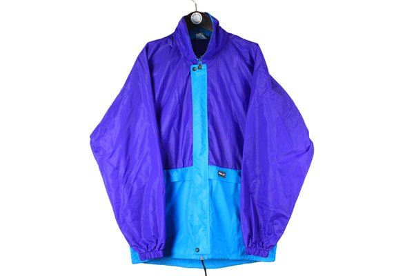 Vintage K-Way Jacket XLarge blue purple 90s windbreaker retro style raincoat 