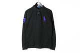 Vintage Polo by Ralph Lauren Medium black rugby shirt 90s cotton retro style tee long sleeve