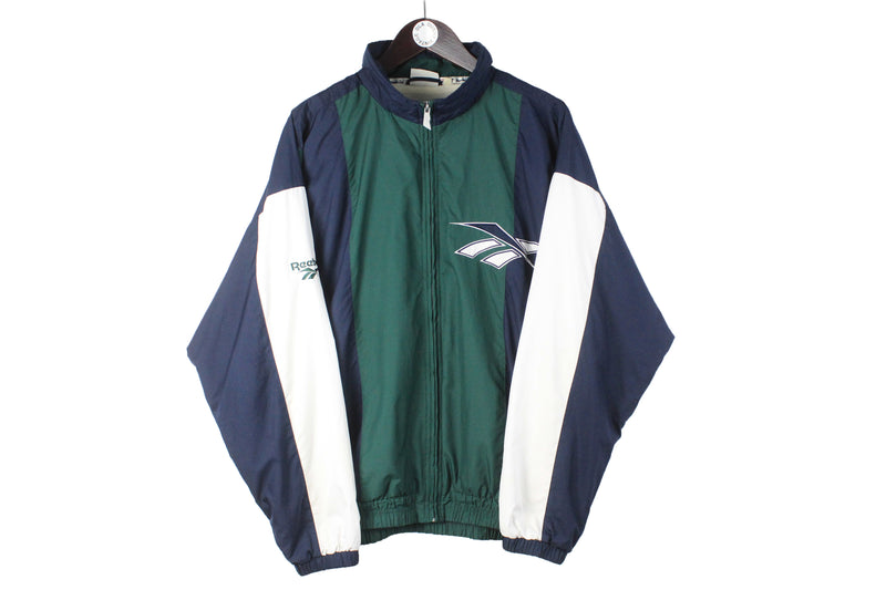 Vintage Reebok Track Jacket XLarge big logo rave techno style 90s retro sport windbreaker