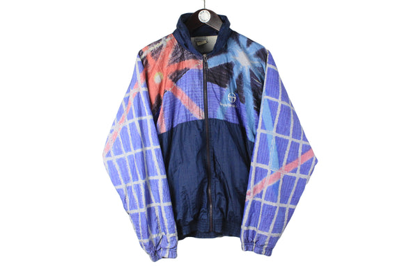 Vintage Sergio Tacchini Tracksuit Large blue abstract pattern 90s retro sport style jacket and pants classic tennis suit