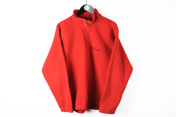 Vintage Sergio Tacchini Fleece 1/4 Zip XLarge red small logo 90s winter ski sweater