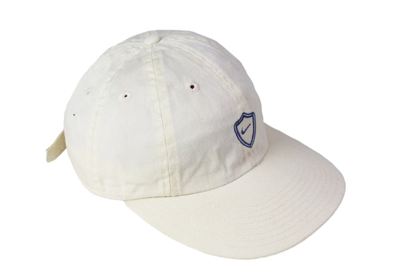 Vintage Nike Cap Beige 90's style summer hat wear accessorize sun visor big logo retro street style USA brand