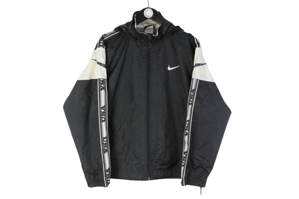 Vintage Nike Jacket Small size men's full zip windbreaker swoosh logo rare retro 90's 80's style basic hooded sport athletic wear