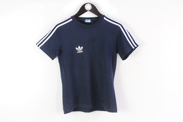 Vintage Adidas T-Shirt Women's Small 80's made in Greece navy blue cotton sport tee