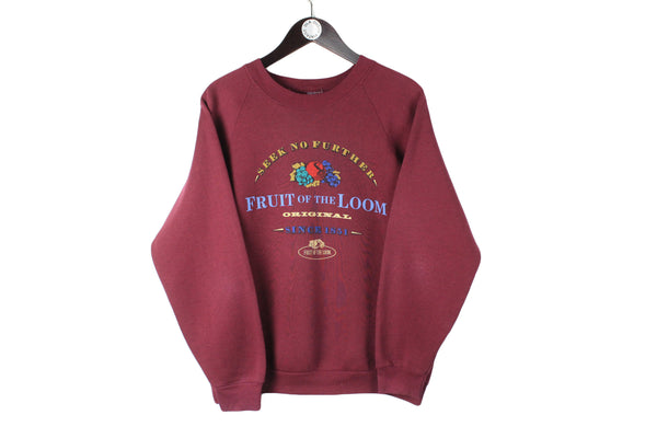Vintage Fruit Of The Loom Sweatshirt Small red big logo 90s retro crewneck sport jumper