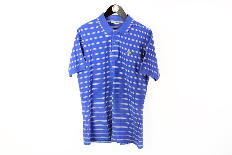 Vintage Lacoste Polo T-Shirt XLarge blue striped 90's classic made in France tee