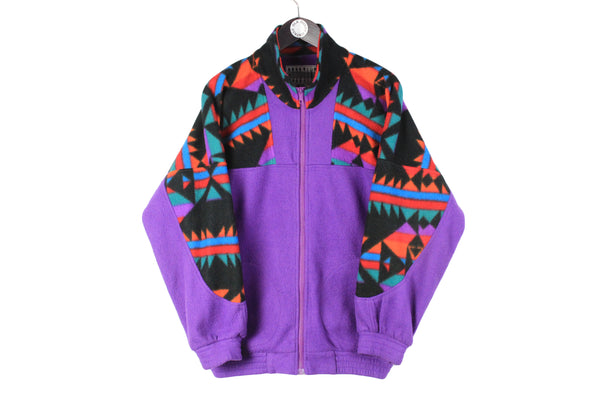 Vintage Fleece Medium size men's full zip outdoor rare retro 90's 80's wear ski mountain sport extreme clothing winter jacket multicolor acid sweatshirt