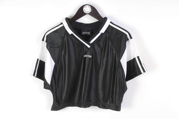 Vintage Adidas Cropped T-Shirt Women's Medium black polyester oversize tee