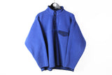 Vintage Fleece 1/4 Snap Buttons Medium blue 90s retro style sweater