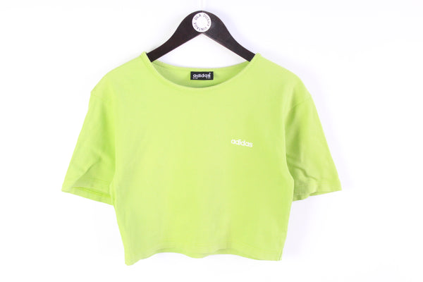Vintage Adidas Cropped T-Shirt Women's Medium green cotton light summer vibe 90's style retro sport tee