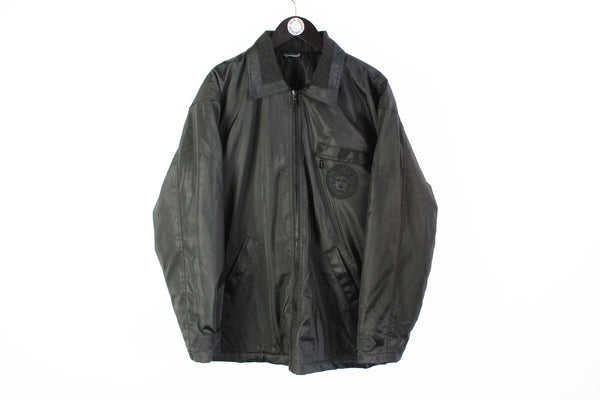 Vintage Versace Bootleg Medusa Jacket XLarge  big logo black 90's men's rare jacket