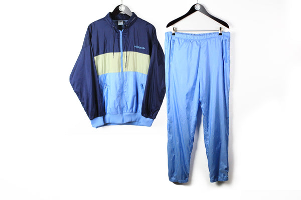 Vintage Adidas Tracksuit XLarge blue sport athletic suit 90s light wear