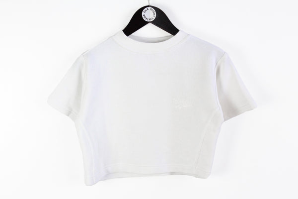 Vintage Reebok Cropped T-Shirt Women's Medium white cotton 90's sport tee