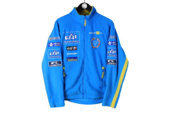 Vintage Renault Formula 1 Fleece Full Zip Medium blue big logo 00s Alonso Champions Team Spirit F1 racing sweater