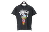 Stussy T-Shirt Small black big logo cities authentic cotton Size S tee