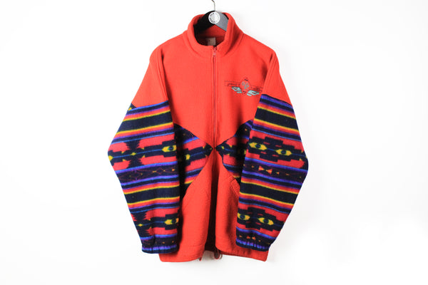 Vintage Fleece Full Zip XLarge red multicolor 90s sport style windbreaker