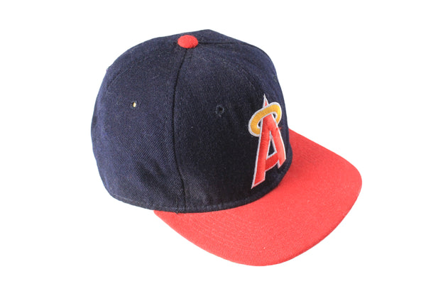Vintage Los Angeles Angels Cap navy blue big logo 90s retro wool hat MLB baseball 