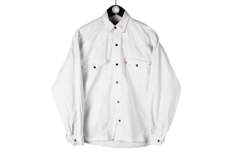 Vintage Levi's Shirt Medium white denim 90s USA streetwear