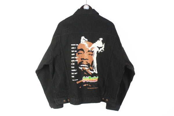 Vintage Bob Marley 1994 Denim Jacket XLarge black mega rare Rastafari jean jacket