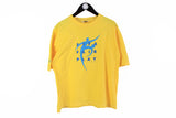 Vintage Adidas FIFA Fair Play T-Shirt Large yellow 90's big logo retro style cotton sport football tee