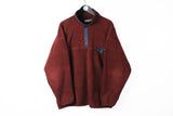 Vintage Fleece Snap Buttons Medium red winter ski sweater
