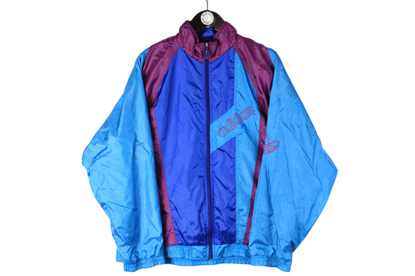 Vintage Adidas Tracksuit Large / XLarge size men;s blue track jacket and pants 90's 80's style sport authentic athletic rare retro classic basic running multicolor