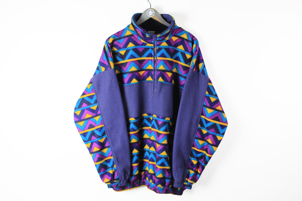 Vintage Fleece 1/4 Zip XLarge / XXLarge multicolor purple abstract patter 90s sport ski sweater