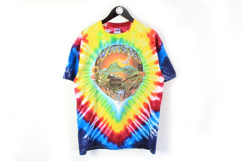 Vintage Woodstock M. Dubois 1989 Tie Dye Anvil T-Shirt XLarge Festival made in USA multicolor rasta tee 1980's