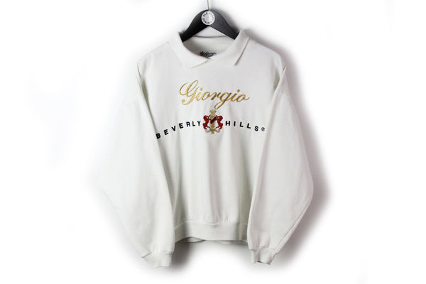 Vintage Giorgio Beverly Hills Small white big logo non brand sport style jumper