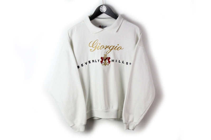 Vintage Giorgio Beverly Hills Small white big logo non brand sport style jumper