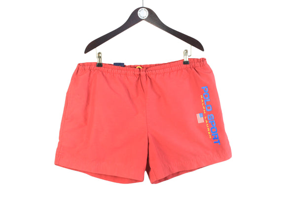Vintage Polo Sport by Ralph Lauren Swimming Shorts XLarge / XXLarge big logo red 90s USA summer vibe shorts